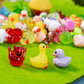 122 PCS Mini Ducks Resin,Colorful Multiple Styles Tiny Animals,Little Small Cute Duck Decoration Pattern, Sunglasses, Shiny, Pro