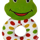 Pikipo Plush Froggy Face Rattle Soft Toy With Round Handle (Green), Toddlers