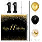 Happy 11Th Birthday Balloons Black Set Decor - Cheers To 11 Years Old Party Theme Garland Banner Backdrop Decorations For Boy An