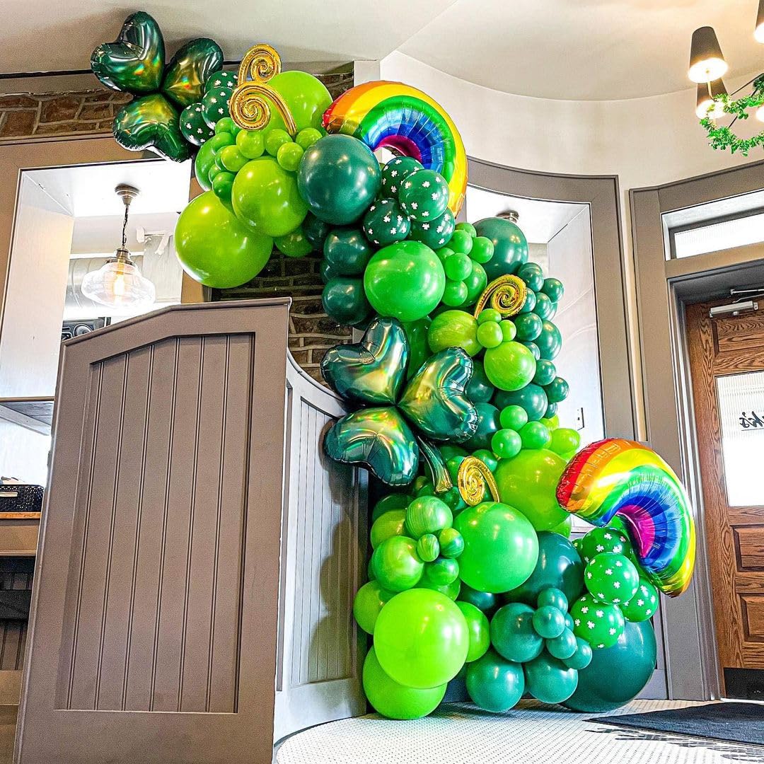 Nisocy Green Balloons Arch Garland Kit, 102Pcs 18In 12In 10In 5In Green Balloons Different Sizes For Birthday Wedding Baby Showe