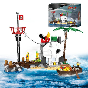 Pirate Building Toys Sets - Skull Treasure Island Pirates Ship Boat Toys Compatible with Lego Sets, 232 Pcs Building Block STEM 