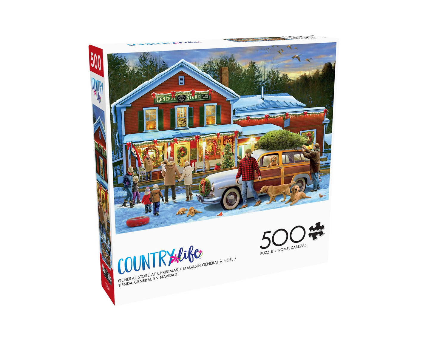 Buffalo Games 500 Piece Jigsaw Puzzle - General Store at Christmas - Multicolor - Challenging Puzzle for Adults - Model 33268