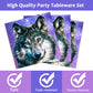 Wiooffen 96 Pcs Wolf Party Supplies Plates Napkins Forks Tableware Set Wolf Animal Birthday Disposable Dinnerware Decoration For