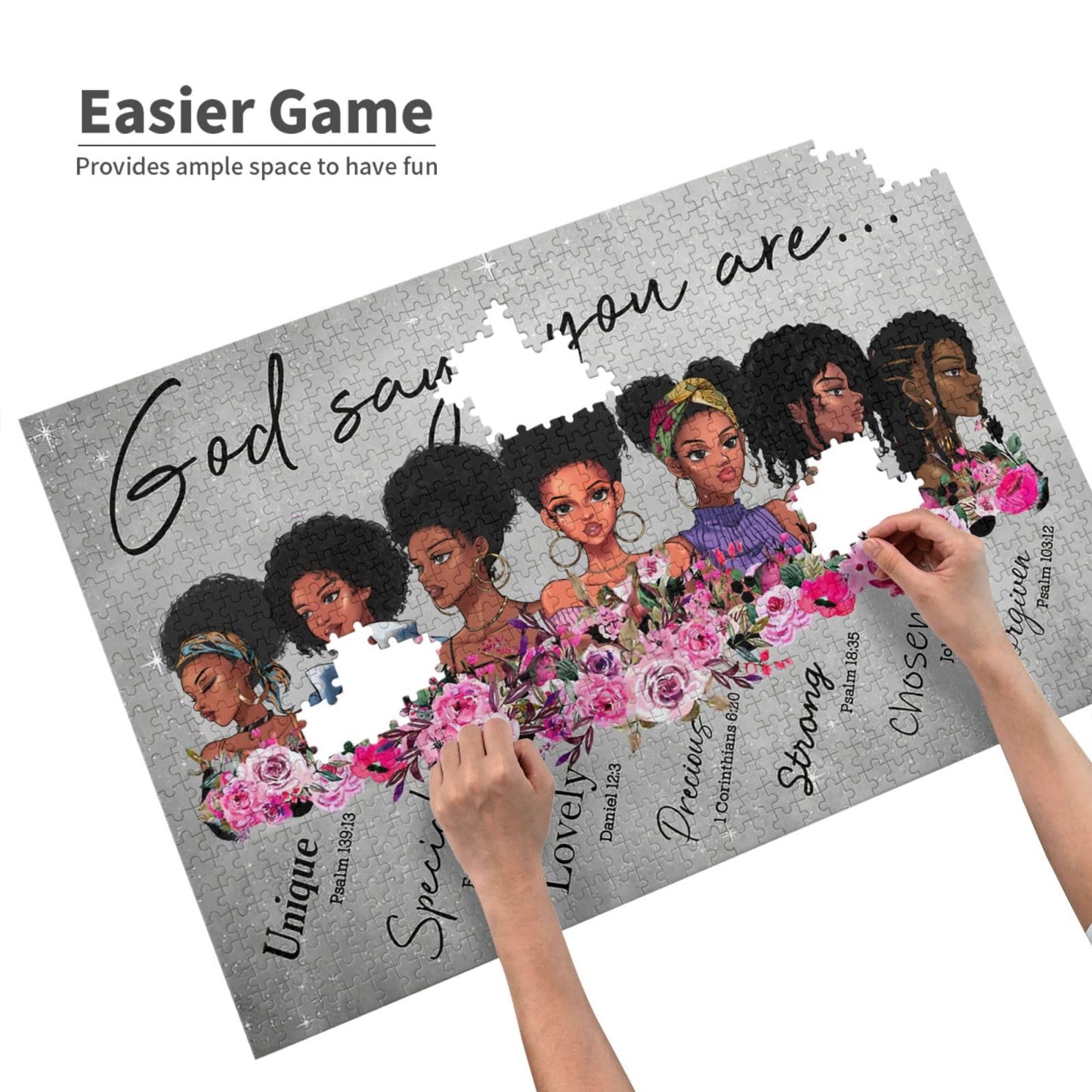 African American Puzzles For Adults 500Pcs Afro Black Women Jigsaw Puzzles God Says You Are Scripture Bible Verse Inspirational