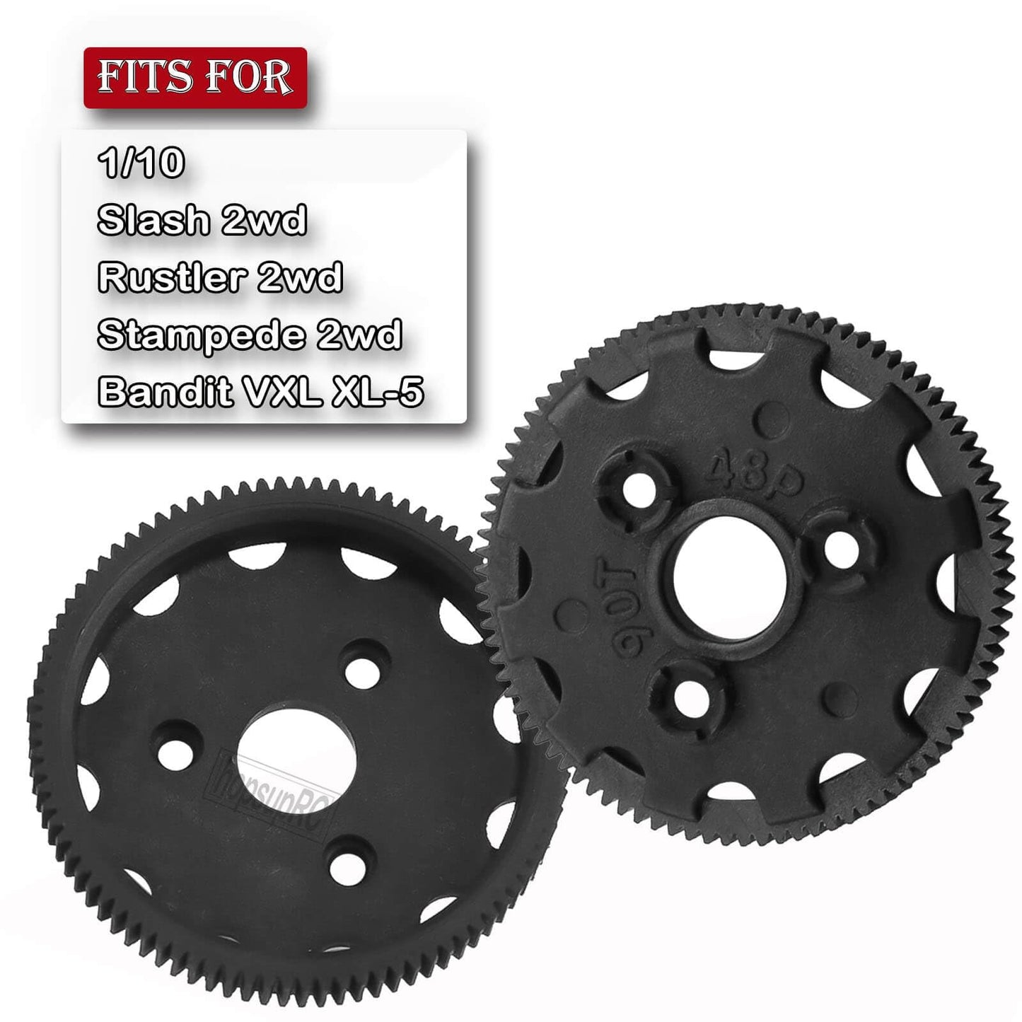 Hopsuprc Nylon 48P 90T Spur Gear Upgrades Part For 1/10 Slash 2Wd Rustler Stampede Bandit Vxl Xl-5,Nylon 48P 90T Transmission Ge