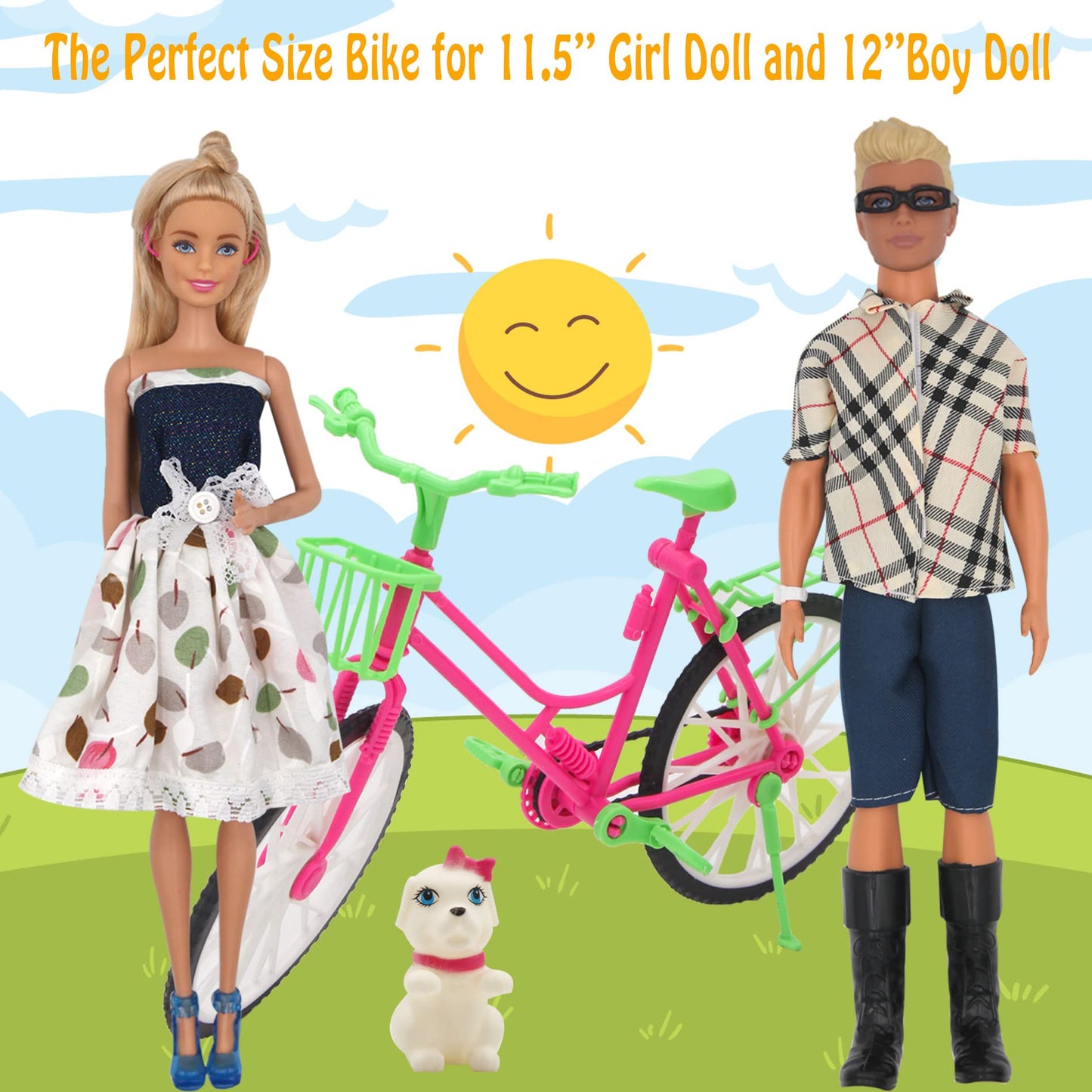 Ztweden 33Pcs Doll Clothes And Accessories For 12 Inch Boy And Girl Doll, Includes 20 Wear Clothes Shirt Jeans Suit And Wedding Dresses, Glasses Earphones Dog And Bike For 12'' Boy Girl Doll