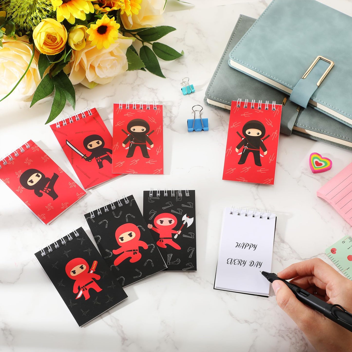 Zhanmai 48 Pcs Ninja Theme Secret Notebooks Spiral Notebooks Ninja Mini Notepads for Students, Detective Spy Theme Parties, Secr