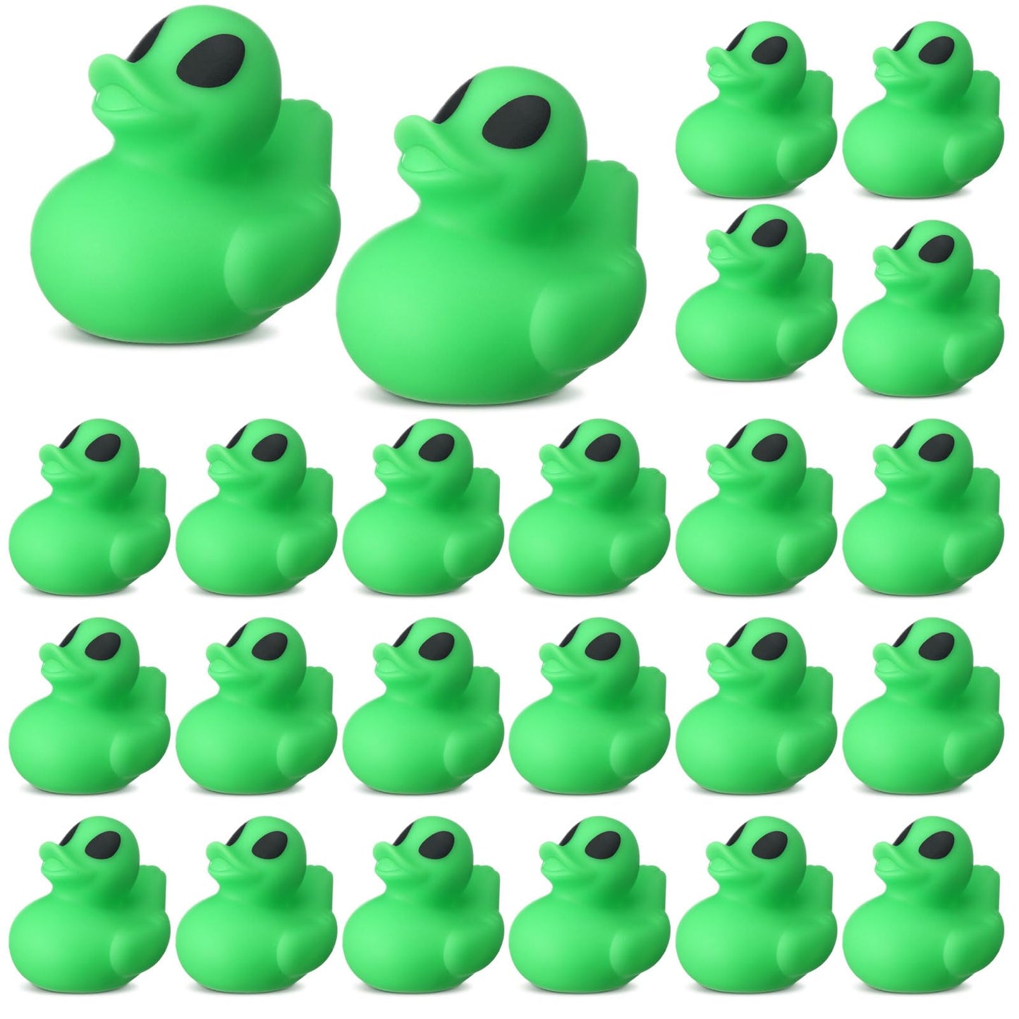Leyndo 24 Pcs Alien Birthday Party Decoration Favors Alien Rubber Duck Bulk for Bathtub Floating Pool Squeaky Green Duck for Gifts Party Supplies