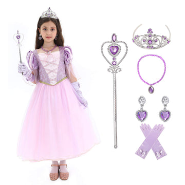 Spunicos Toddlers Girls Deluxe Rapunzel Princess Dress Up Costume With Accessories Toddler 3-4