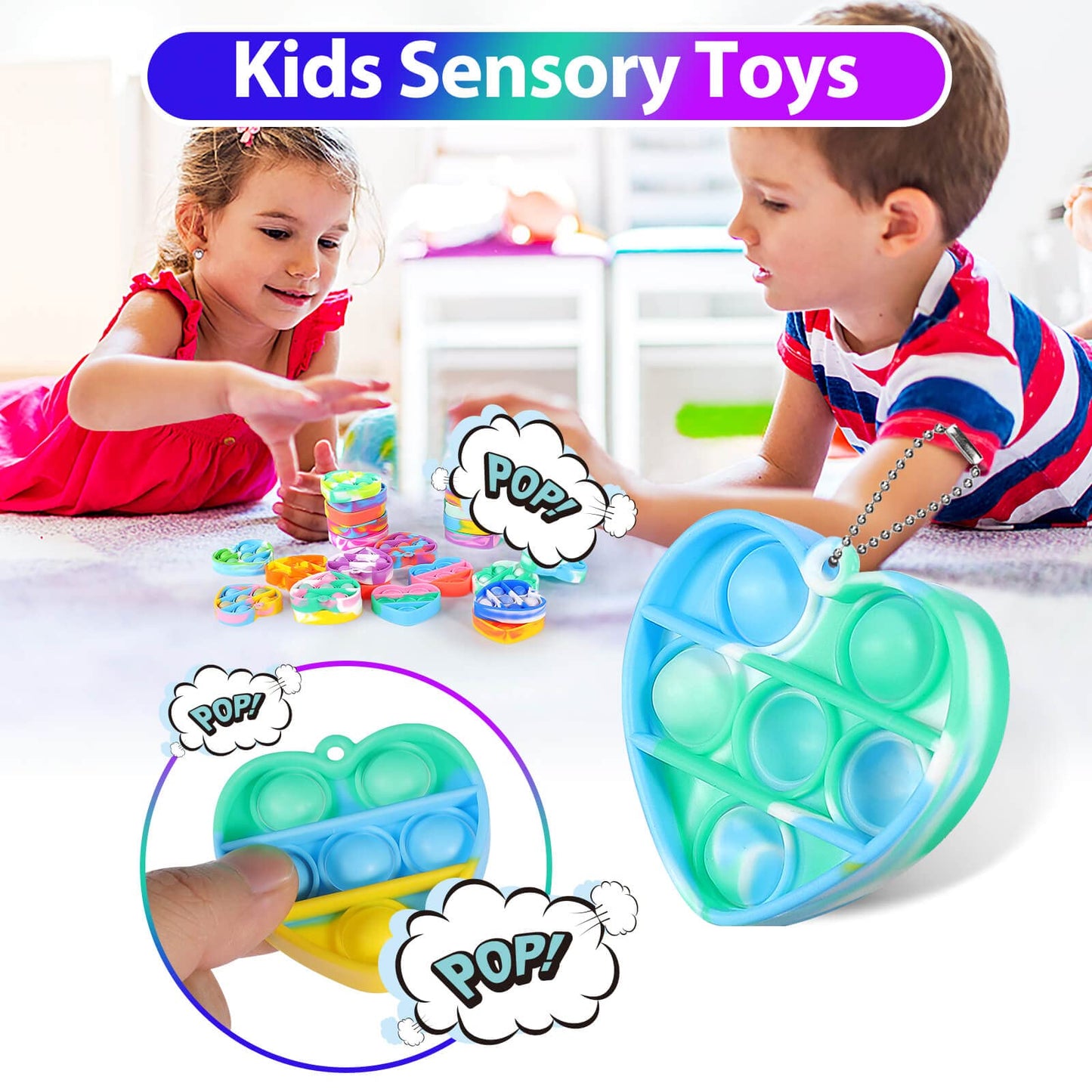 Pop Fidget Toys Bulk Its Valentines Day Gifts For Kids Classroom 30 Pack Valentine Party Favors For Kids Mini Pop Heart Keychain It Fidget Toy Fidgets For Classroom Prizes Birthday Goodie Bag Stuffers