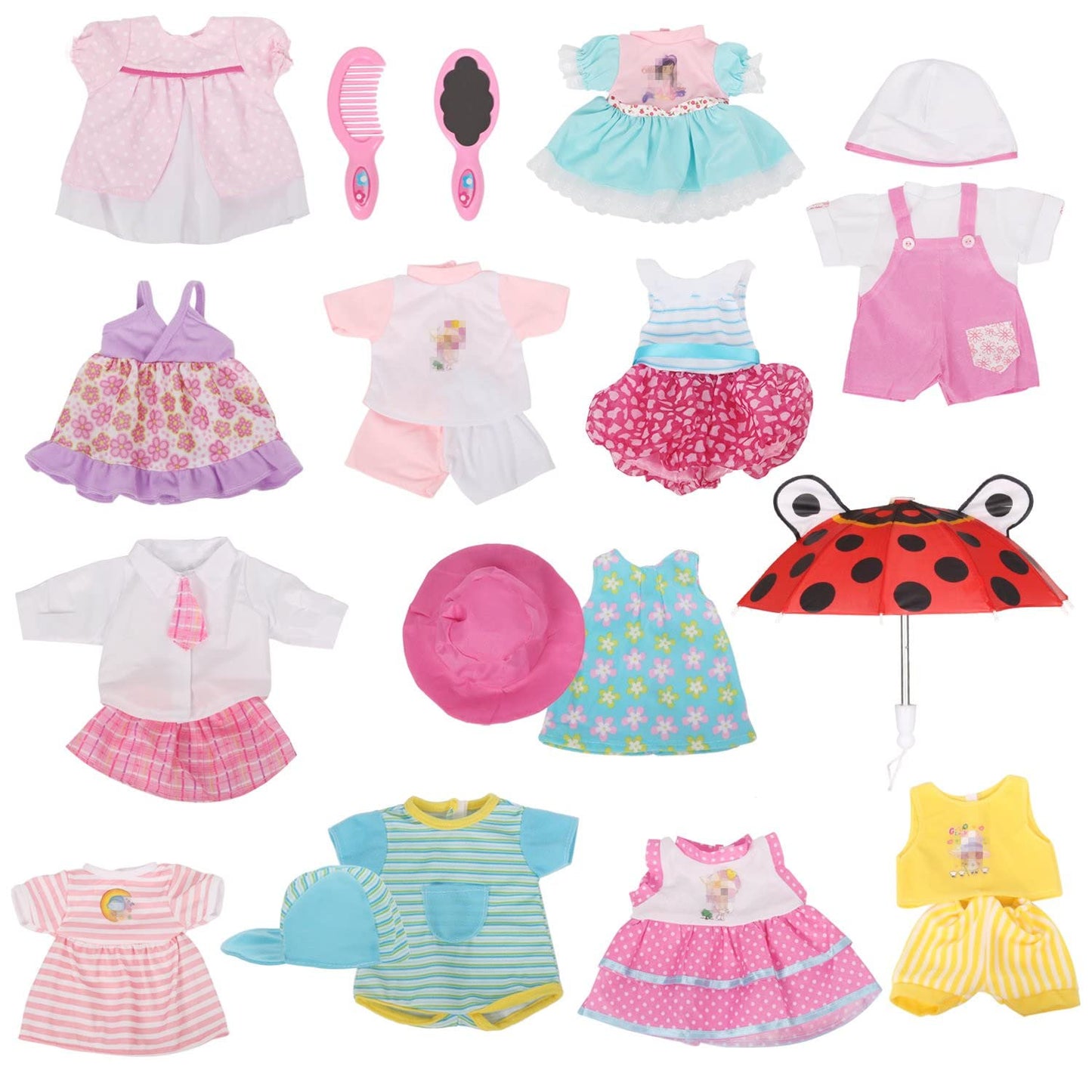 Huang Cheng Toys 12 Pcs Set Handmade Baby Doll Clothes Dress Outfits Costumes For 12 13 14 15 Inch Doll