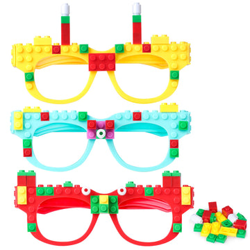Atiloy 15 Pcs Building Blocks Party Favors Diy Creative Building Bricks Glasses For Kids Birthday Carnival Party Games Toys Deco