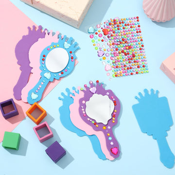 Liliful 12 Pack Princess Foam Mirror Kits Decorate Your Own Princess Mirrors Party Supplies Kids Unbreakable Toy Crafts For Girls Party Favors Birthday Diy Decorations(Stylish)