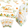 Little Cutie Tablecloth Orange Fruit Party Supplies Little Cutie is on The Way Disposable Plastic Table Cover for Citrus Baby Sh