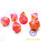 Bescon Magical Stone Dice Set Series, 7pcs Polyhedral RPG Dice Set RoseQuartz, Brick Box Packing