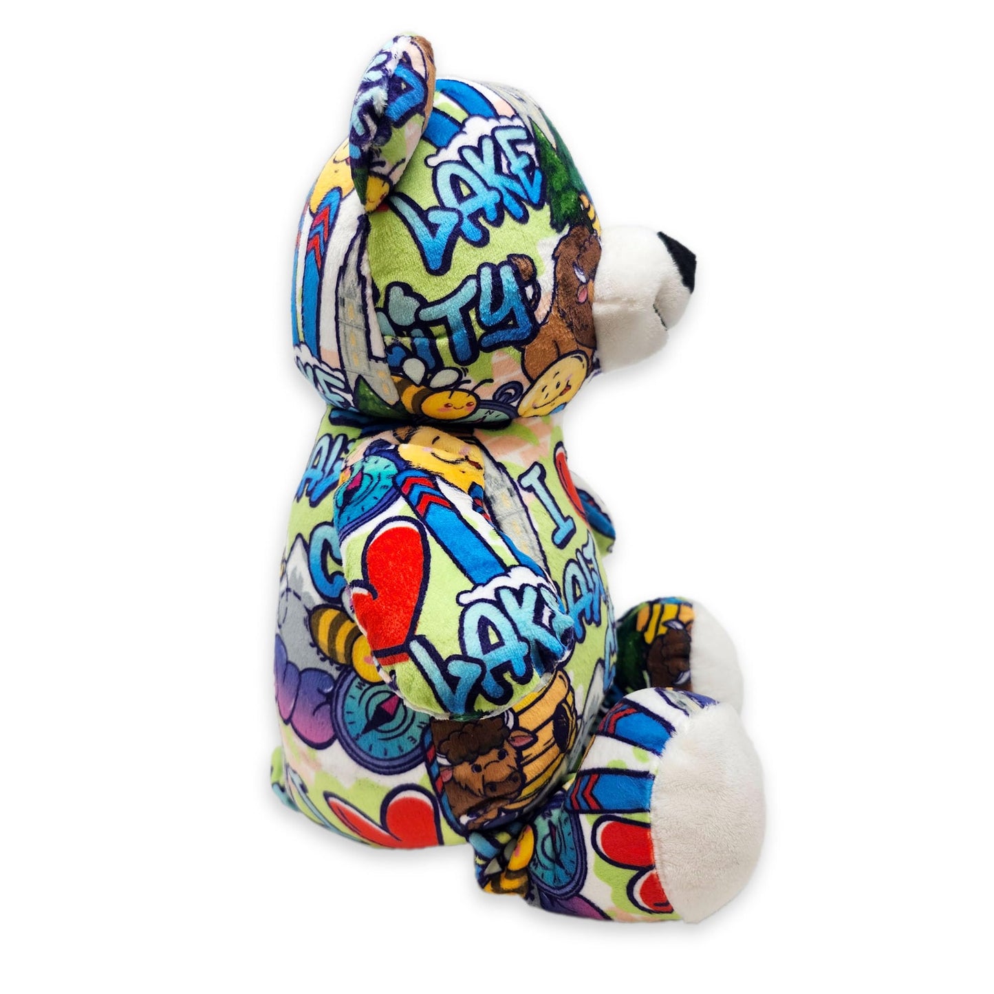 PLUSHOLOGY I Love Salt Lake City Graffiti Teddy Bear Eco Friendly Stuffed Animal; Cuddly Soft Velboa Plush Animal for Kids 3 Years Old to mature-themeds; Child-Safe Embroidered Eyes (10 Tall When Seated)
