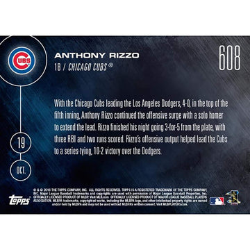 Mlb Chicago Cubs Anthony Rizzo #608 2016 Topps Now Trading Card