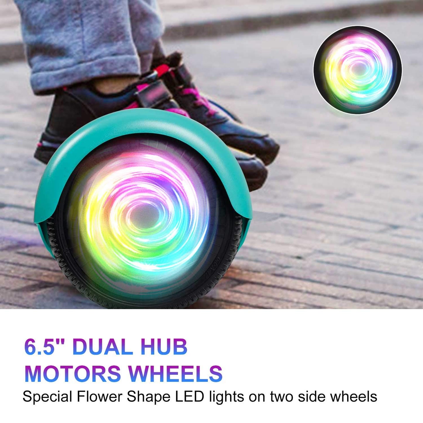 Sisigad Hoverboard For Kids Ages 6-12, With Built-In Bluetooth Speaker And 6.5'' Colorful Lights Wheels, Safety Certified Self B