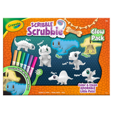 Crayola Scribble Scrubbie Pets Dinosaur Glow Combo Pack, Dinosaur Toys for Kids, Ages 3, 4, 5, 6