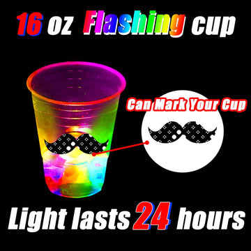 mishunyus 40 Pcs 16oz Glow Party Cups for Indoor Outdoor Party Event Fun, Flashing Color Light Up Cups for Night Event Favor Dec
