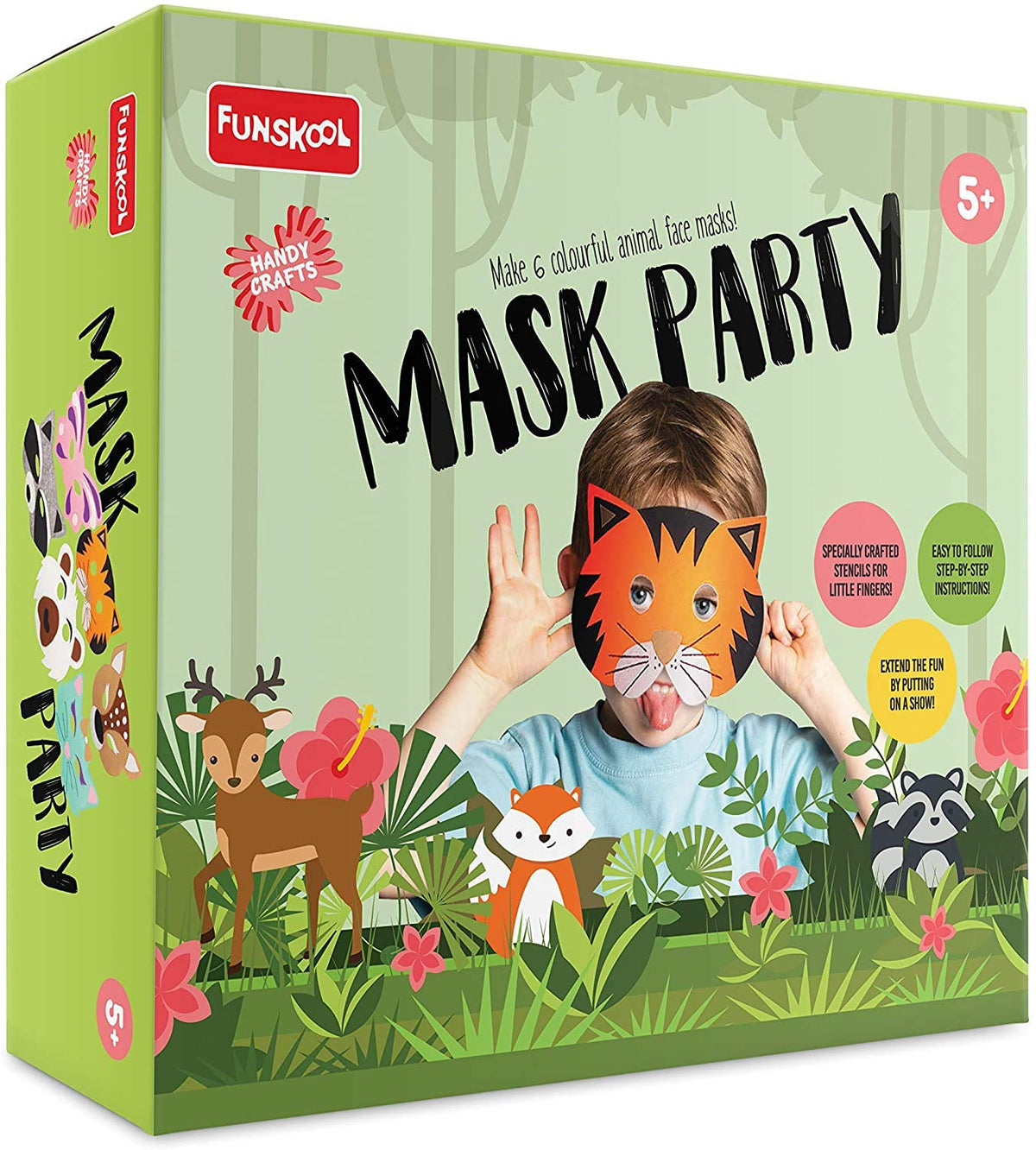 Funskool Handycrafts Mask Party , Diy Face Masks Kids , Make Many Animal Faces , Art And Craft Kit, Diy Kit, Ages 5 Years And Ab