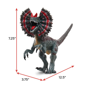 Nkok Wowworld B/O Dilophosaurus (Lights & Sounds), Realistic Roars By Rotating An Arm, Red Led Lights In Mouth And Along Ribs, Articulated In Mouth, Arms, Legs And Tail, Great Gift