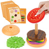 Aizweb Montessori Toys For 3 Year Old - Wooden Burger Stacking Toys For Toddlers And Kids Preschool, Educational Toys, Fine Motor Skill Toy, Blocks For Toddlers, Learning Toys