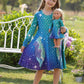 Bow Dream Cute Girl Dress And Matching American Girl Doll Clothes Accessories For Girls Dresses Size 110 Blue Green