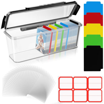 Dedc Trading Card Storage Box With 500 Penny Sleeves And 5 Dividers And 1 Label Sheets Clear Card Box Toploader Moisture-Proof S