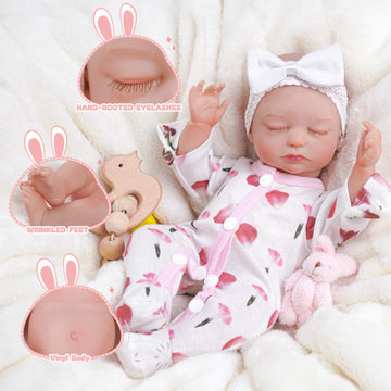 Babeside Lifelike Reborn Baby Dolls Beta- 12-Inch Baby Soft Body Realistic-Newborn Baby Dolls Full Vinyl Body Poseable Real Life Baby Dolls Girl Gift Box For Kids Age 3+