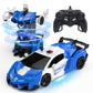 Deerc Transform Remote Control Car,2.4Ghz Robot Rc Cars,1:18 Scale Police Car Toy One-Button Deformation & 360 Rotating Drifting