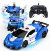 Deerc Transform Remote Control Car,2.4Ghz Robot Rc Cars,1:18 Scale Police Car Toy One-Button Deformation & 360 Rotating Drifting