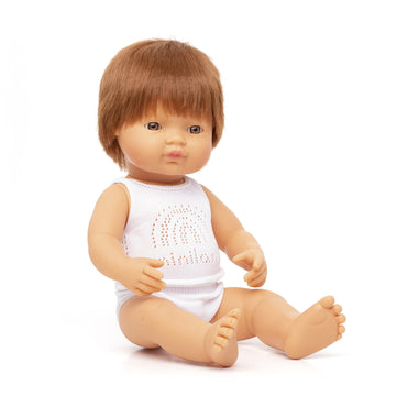 Miniland Doll 15'' Caucasian Boy Redhead (Box) - Made In Spain, Anatomically Correct, Quality