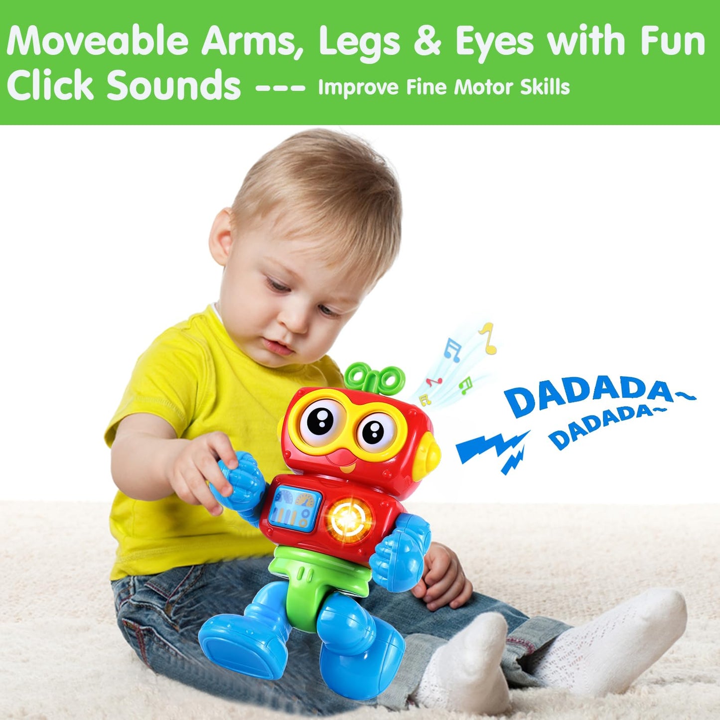 Wanonoo Robot Toys For 1 Year Old Boy 1St Birthday Gift One Year Old Musical Light Up Toys For Toddlers 1-3 Baby Boy Toys 12-18