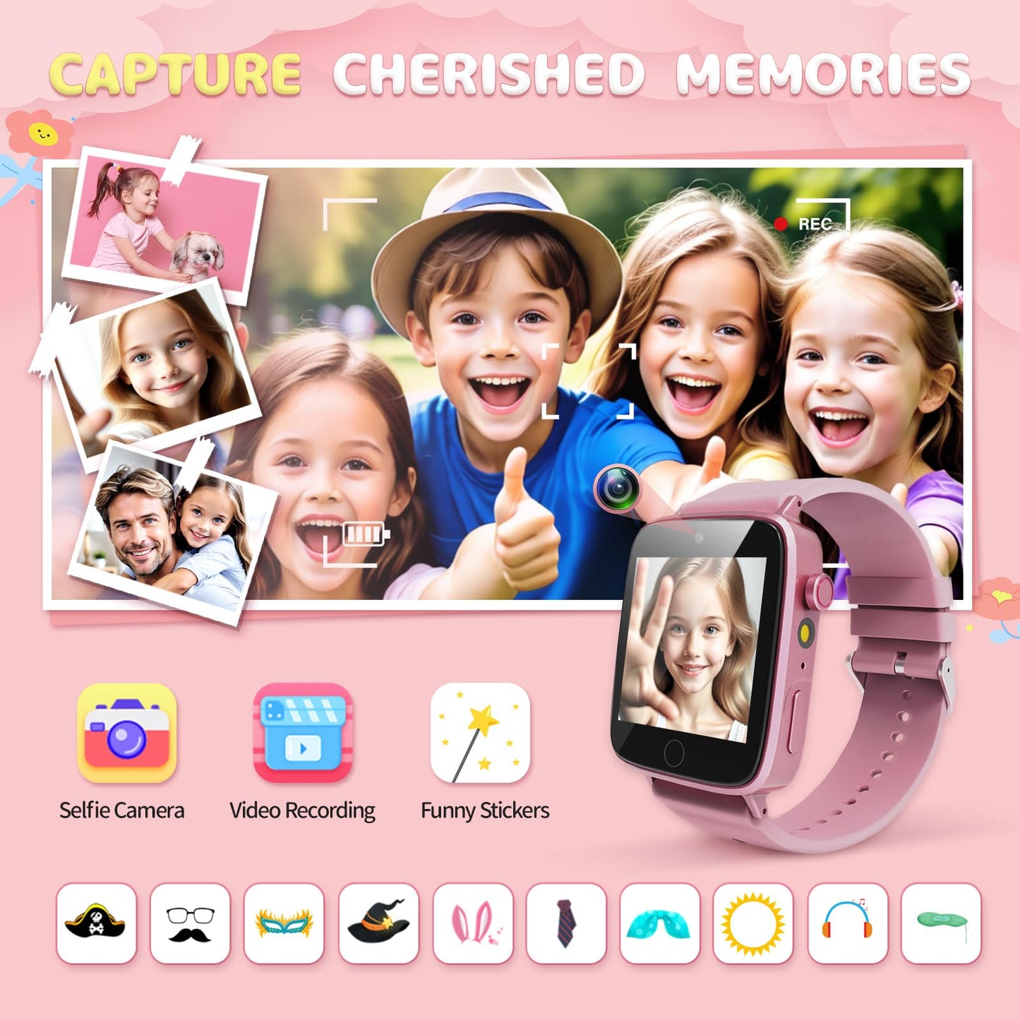 Kids Watches For Girls Toys Age 4-12, Zuodun Smart Watch For Kids With Camera, 26 Puzzle Games, Alarm Clock, Pedometer, Audioboo