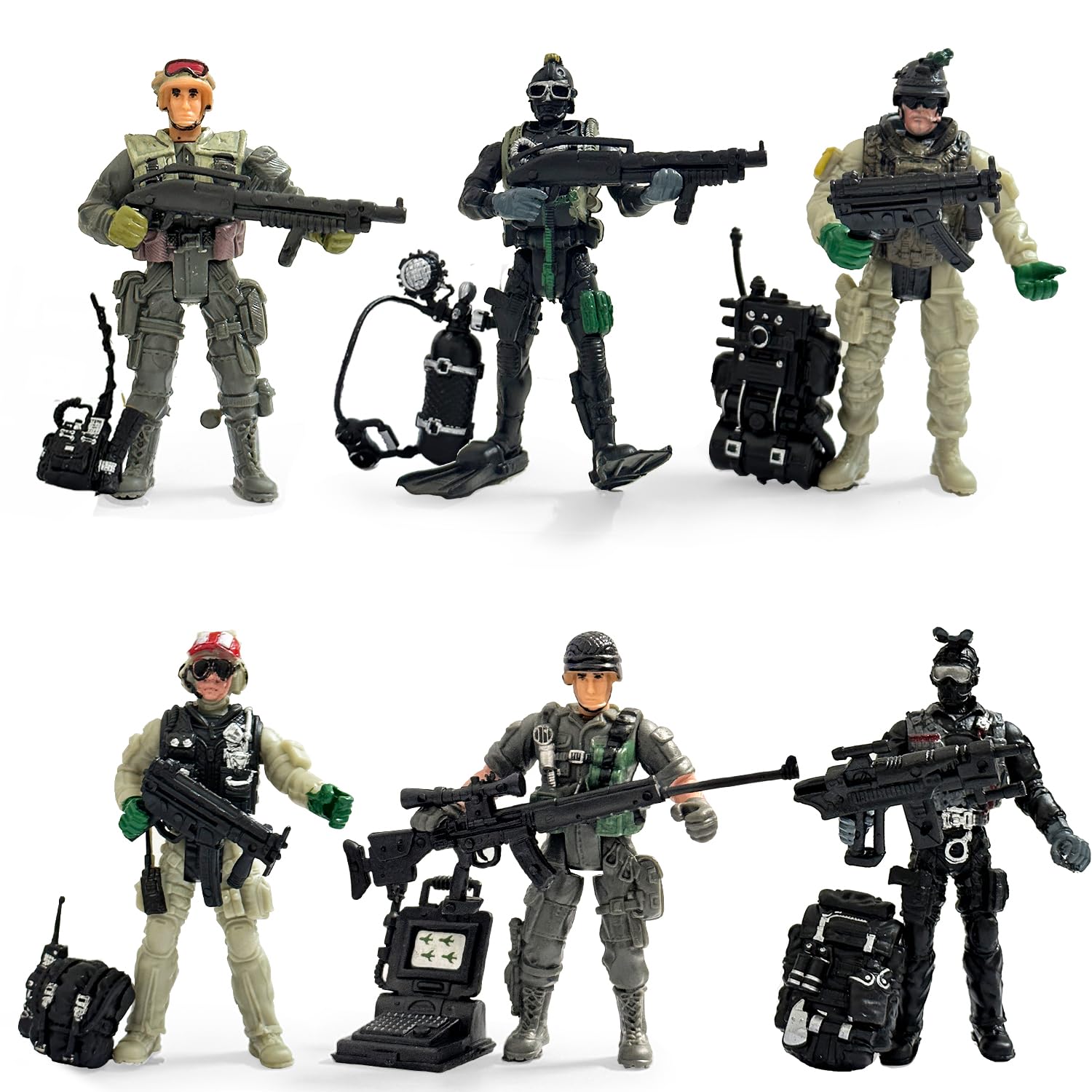 Baimiby Army Men Action Figure  Soldiers Toys for Boy Age 4-7 Set  Military Playset with Military  Accessories US Army Men Toy Set and SWAT Team Toy Soldiers for Toddler Boy