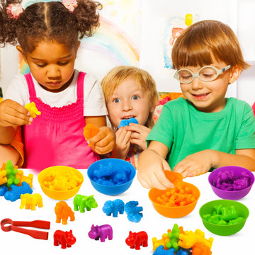 Counting Toys Matching Game For Kids With Sorting Bowls Preschool Learning Educational Activities Toys Color Classification And