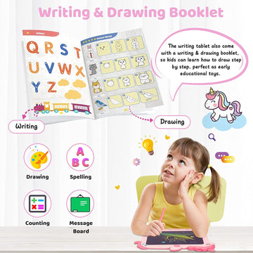 Lcd Writing Tablet For Kids, Unicorn Colorful Screen Doodle Board, Erasable Electronic Drawing Pad, Educational Toy, Toddlers Tr