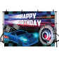 MEHOFOND 7x5ft Vinyl Car Racing Birthday Backdrop, Blue Photo Background for Boys, Model LT-1817