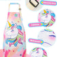 Wernnsai Kids Aprons - Unicorn Art Aprons For Girls Kids Waterproof Toddler Chef Aprons Cooking Baking Painting Gardening Apron For Kids With Pocket Kitchen Classroom Art Smocks Age 2-5 Years