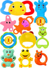 Cable World Bath Toy Infant Colourful Plastic Non Toxic Set Of 10 Attractive Rattles And Teathers, Baty Toy For Kids, New Borns,