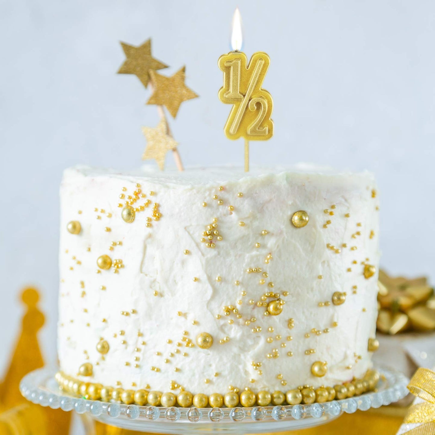 BBTO Half Birthday Candle 1/2 Year Old Cake Topper for Babys Half Year Old Birthday Anniversary Celebration Party Decorations(G