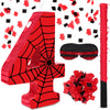 WinnerWhy Number 4 Spider Piata Bundle with Blindfold and Bat Comic Hero Small Piata Birthday Party Decoration for Mexican Fiest