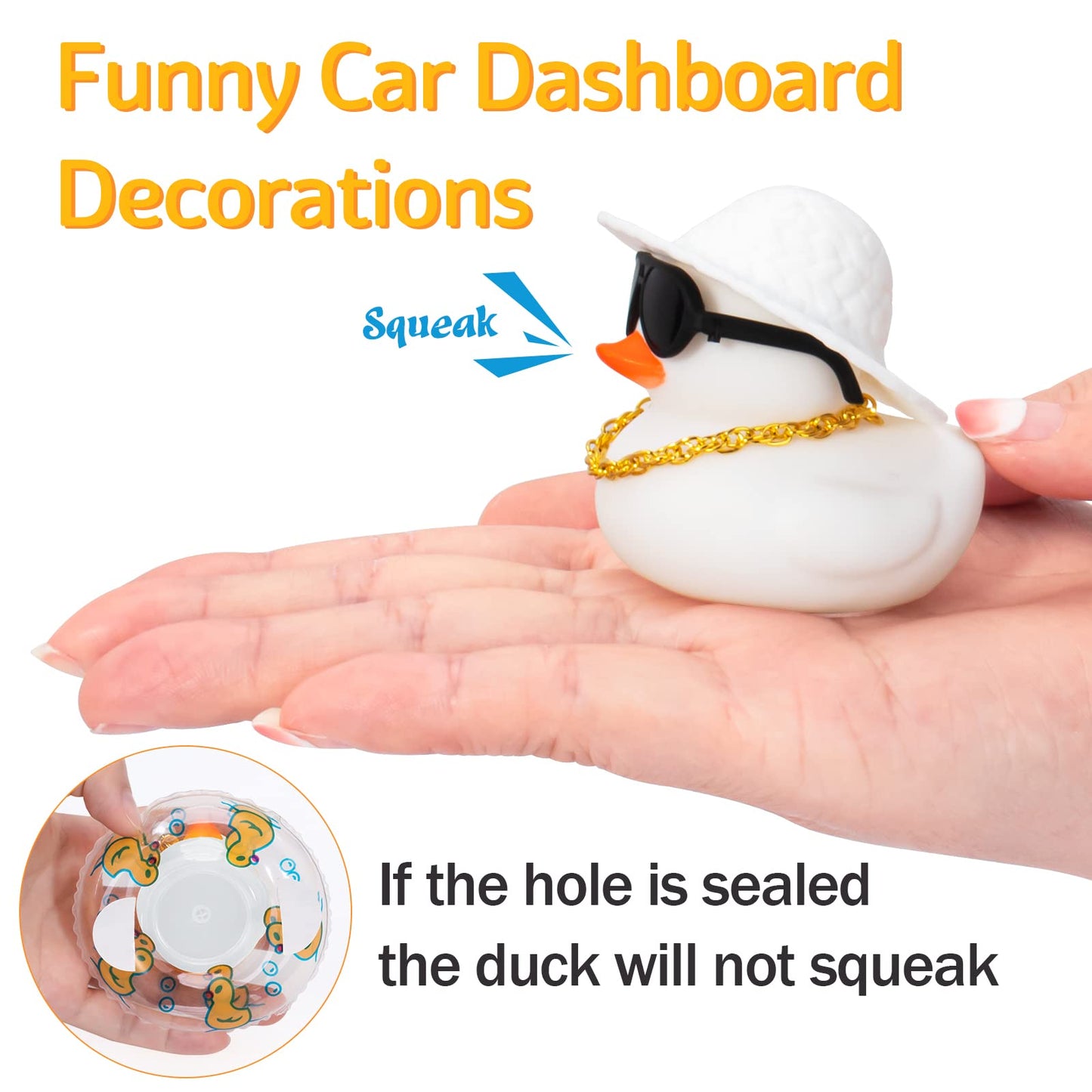 Wonuu Car Accessories Rubber Ducks Dashboard Decorations Rubber Duck Pink Accessories Dashboard Duck Car Decorations Car Ducks For Dashboard Car Duck Car Dashboard Decorations, Bg-White-Strawhatwhite