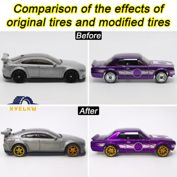 1/64 Wheels and Tires Set, 10-Pack 1 64 Scale Wheels with 10 for 1/64 Diecast Cars Upgraded and Modified Rubber Tires(Diameter 0