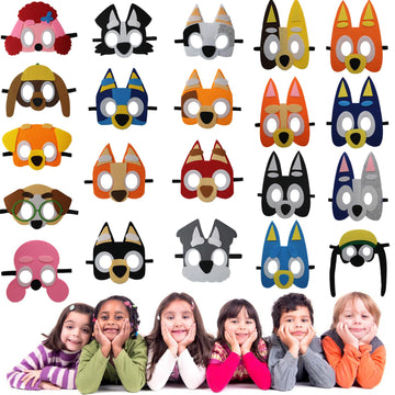YALARY 21 Packs Puppy Dogs Felt Mask Party Favors for Kids, Blue Puppy Dog Themed Birthday Party Supplies Dress Up Cosplay Birth