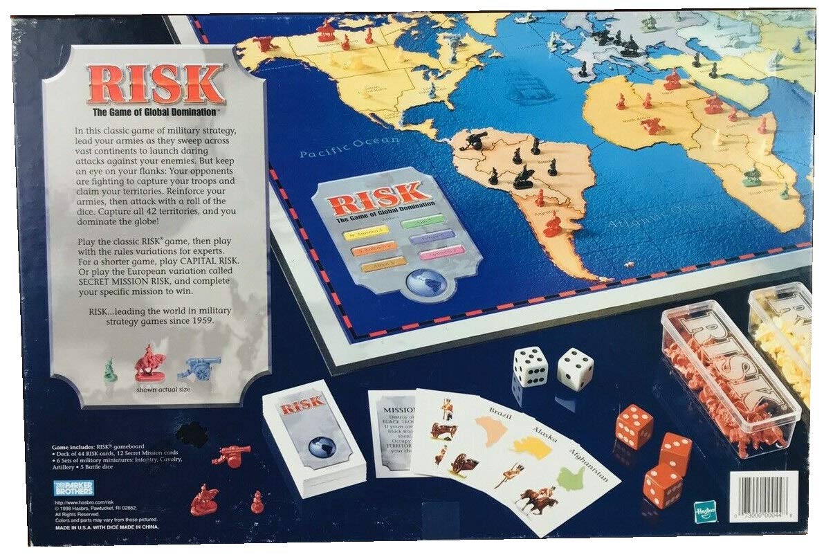 Parker Brothers Risk 1998 Board Game - Army Shaped Pieces, Multicolor, Model 0044, Cardboard