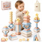 Joyreal Montessori Stacking Blocks for Toddlers 13,30PCS Nesting & Building Toys with Storage Bag,Educational Fine Motor Learni