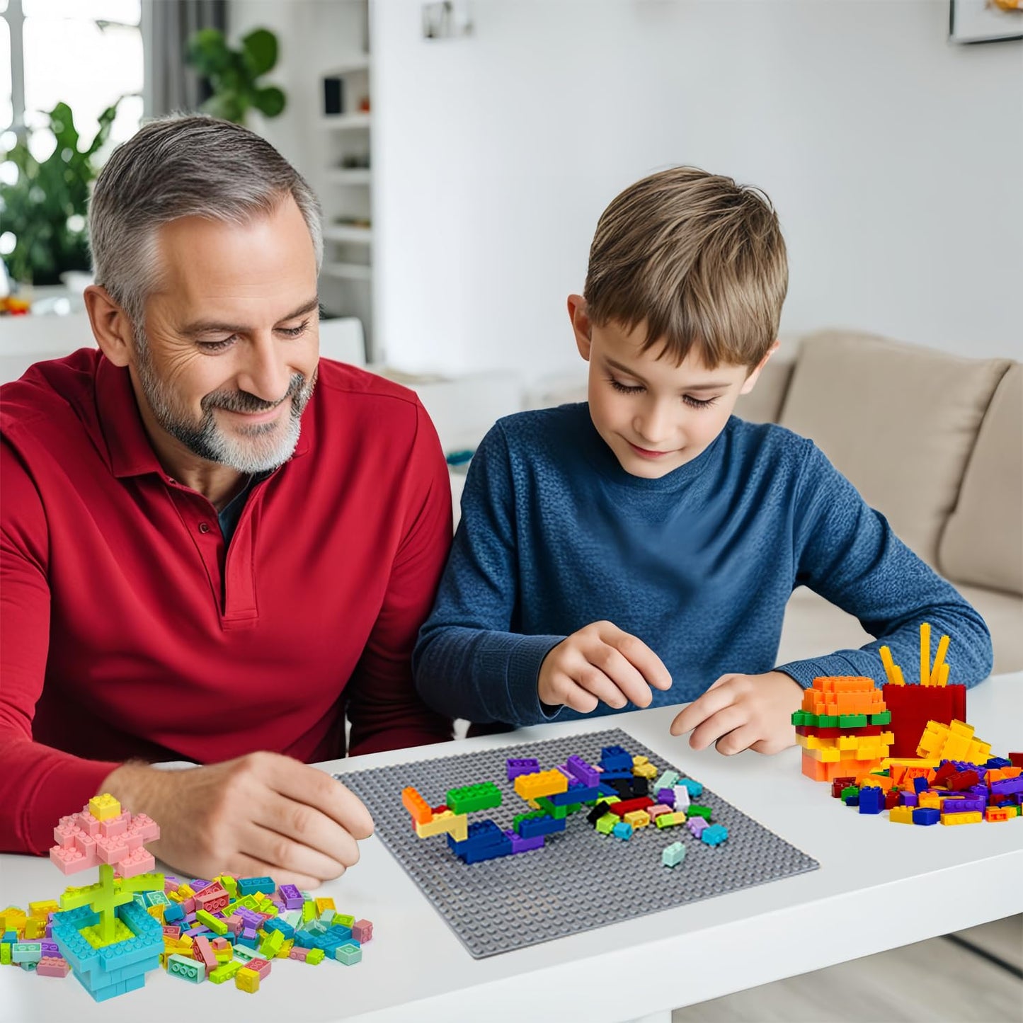 Bestoyz Building Bricks Baseplates Multipack 32X32 Stud, 8 Pack Of Base Plates In Color Of Black, Dark Grey, Light Grey & White, Foundation & Display For Building Blocks, 10X10 In. (25.5X25.5 Cm)