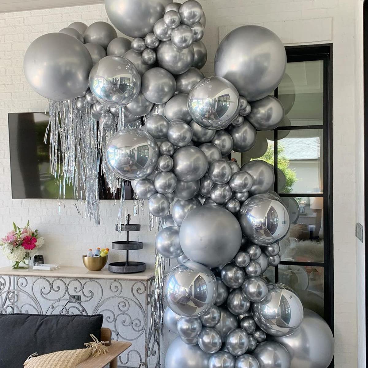 Metallic Silver Balloons 5 Inch 100 Pack, Jogams Silver Chrome Balloons For Birthday Party Wedding Baby Shower Festival Annivers